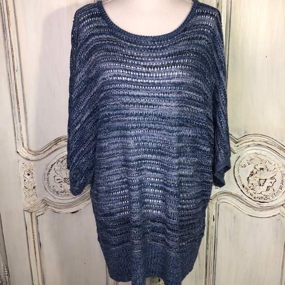 Faded Glory Open Weave Dolman Sleeves Scoop Neck Tunic Length Sweater Size 3X - Picture 1 of 11